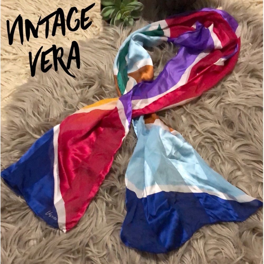 Vintage Vera Scarf-Sheer-52x10-Retro Color Block